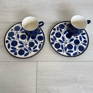 Vintage set of 2 Melitta Stockholm - coffee cups and side plates